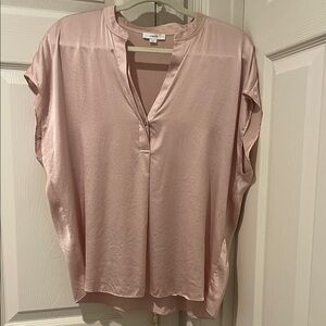Vince Blush Pink 100% Silk Washable Popover Blouse Size Large